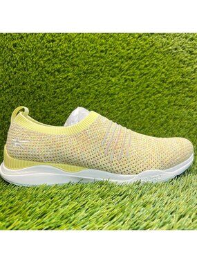 Kuru Stride Women Size 10.5 Yellow White Athletic Walking Slip On Shoes Sneakers